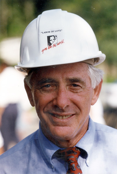 Henri Landwirth wearing hard hat